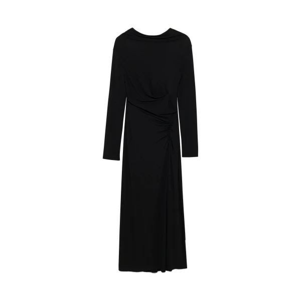 Ferrera Draped Jersey Midi Dress in Black