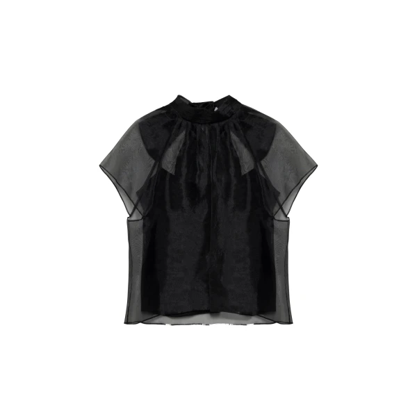 SIMKHAI Feyre Organza Top in Black