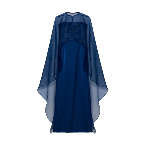 SIMKHAI Fiora Organza Cape Gown in Ink