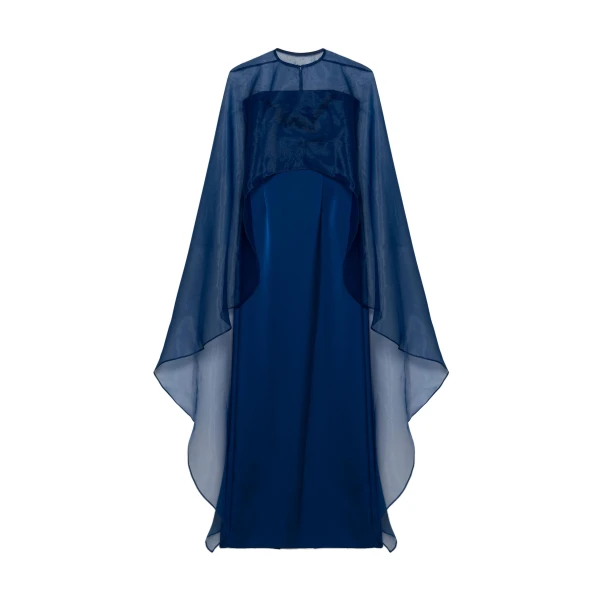 Fiora Organza Cape Gown in Ink
