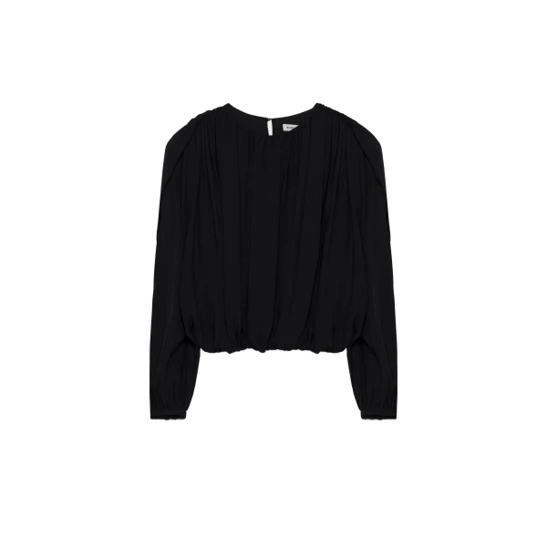 Frida Silk Georgette Top in Black