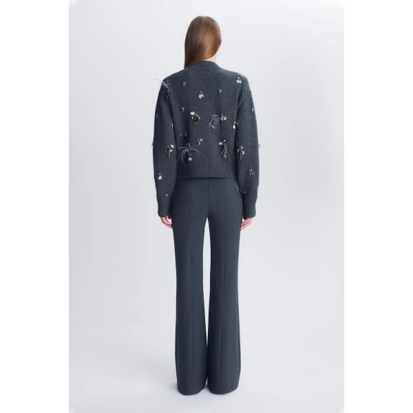 Gabriette Embellished Sweater in Charcoal - Image 5