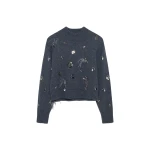 SIMKHAI Gabriette Embellished Sweater in Charcoal