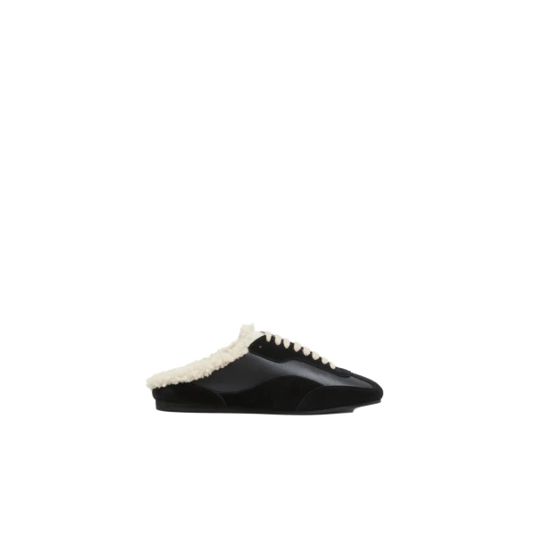 Georgie Shearling Slip-On Sneaker in Black Ecru