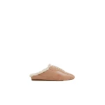 SIMKHAI Georgie Shearling Slip-On Sneaker in Light Camel Ecru