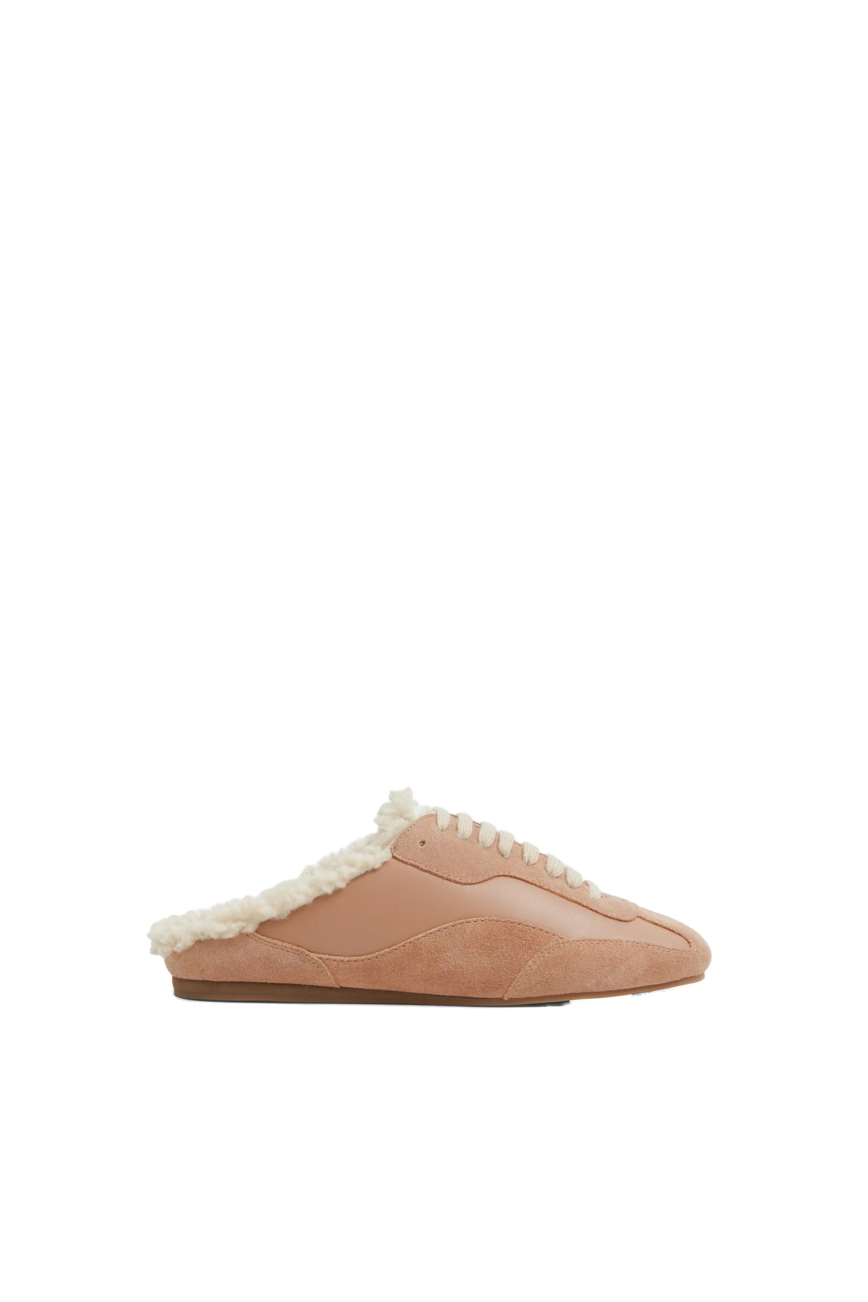 SIMKHAI Georgie Shearling Slip-On Sneaker in Light Camel Ecru SIMKHAI Georgie Shearling Slip-On Sneaker in Light Camel Ecru