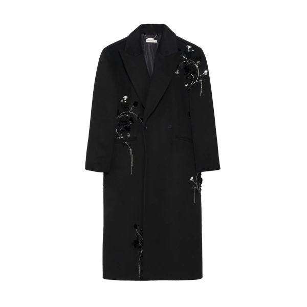 Gianni Embellished Wool Coat in Black