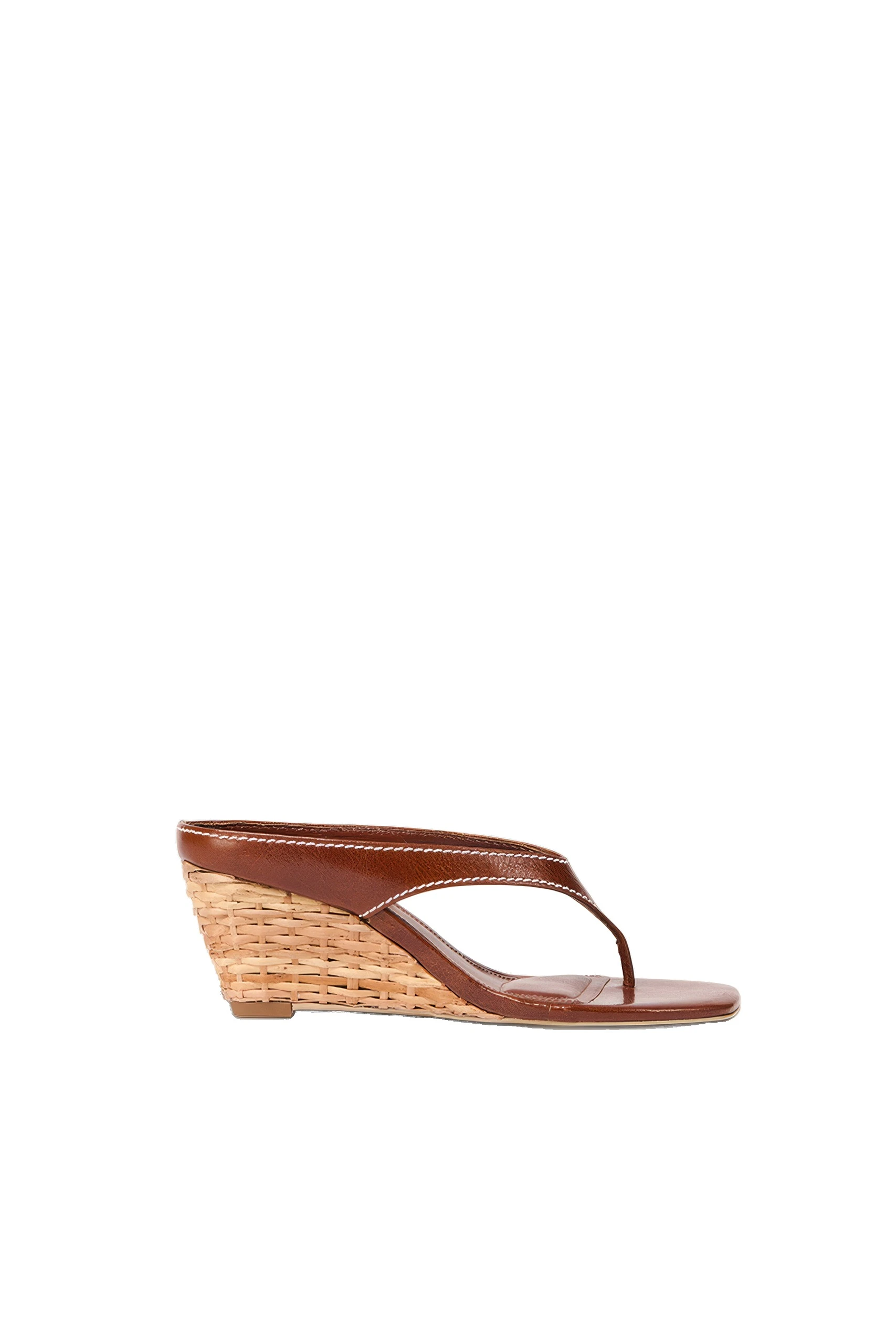 SIMKHAI Hazel Leather Thong Wedge in Saddle SIMKHAI Hazel Leather Thong Wedge in Saddle