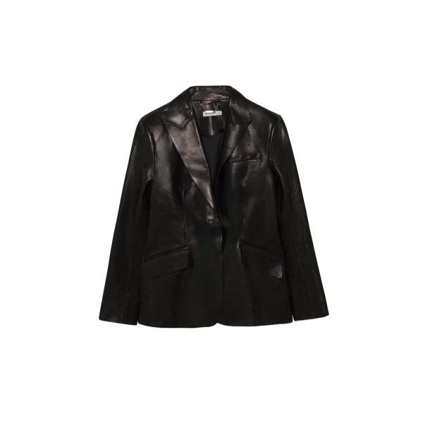 Iressa Leather Blazer in Black