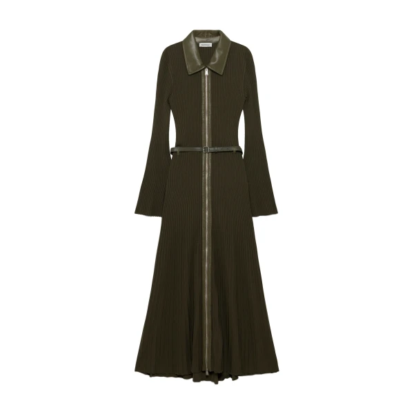 Ismelle Collared Knit Midi Dress in Dark Olive