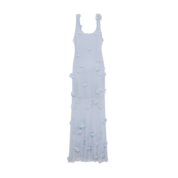 SIMKHAI Ivi Floral Applique Midi Dress in Periwinkle Sky