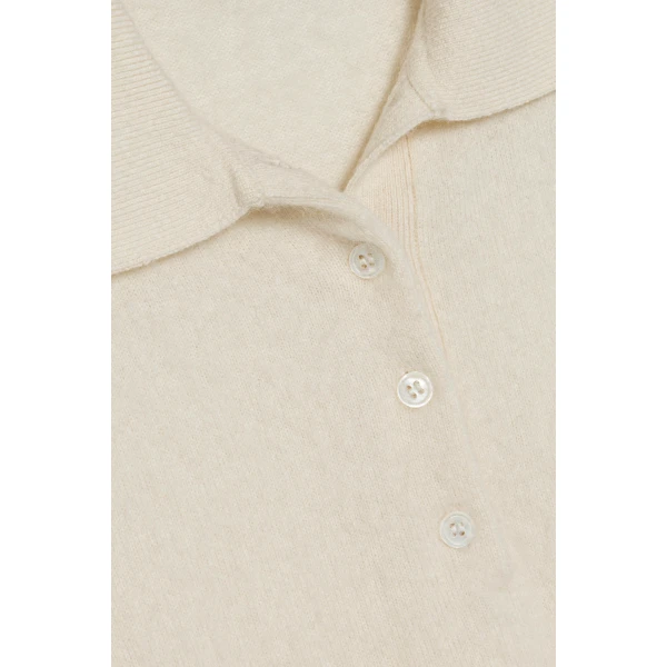 Ivy Brushed Knit Polo in Ivory - Image 6