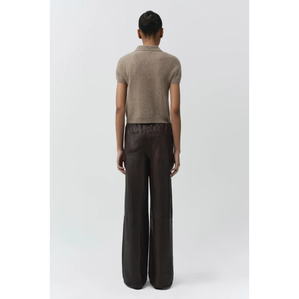 Ivy Brushed Knit Polo in Light Otter - Image 5