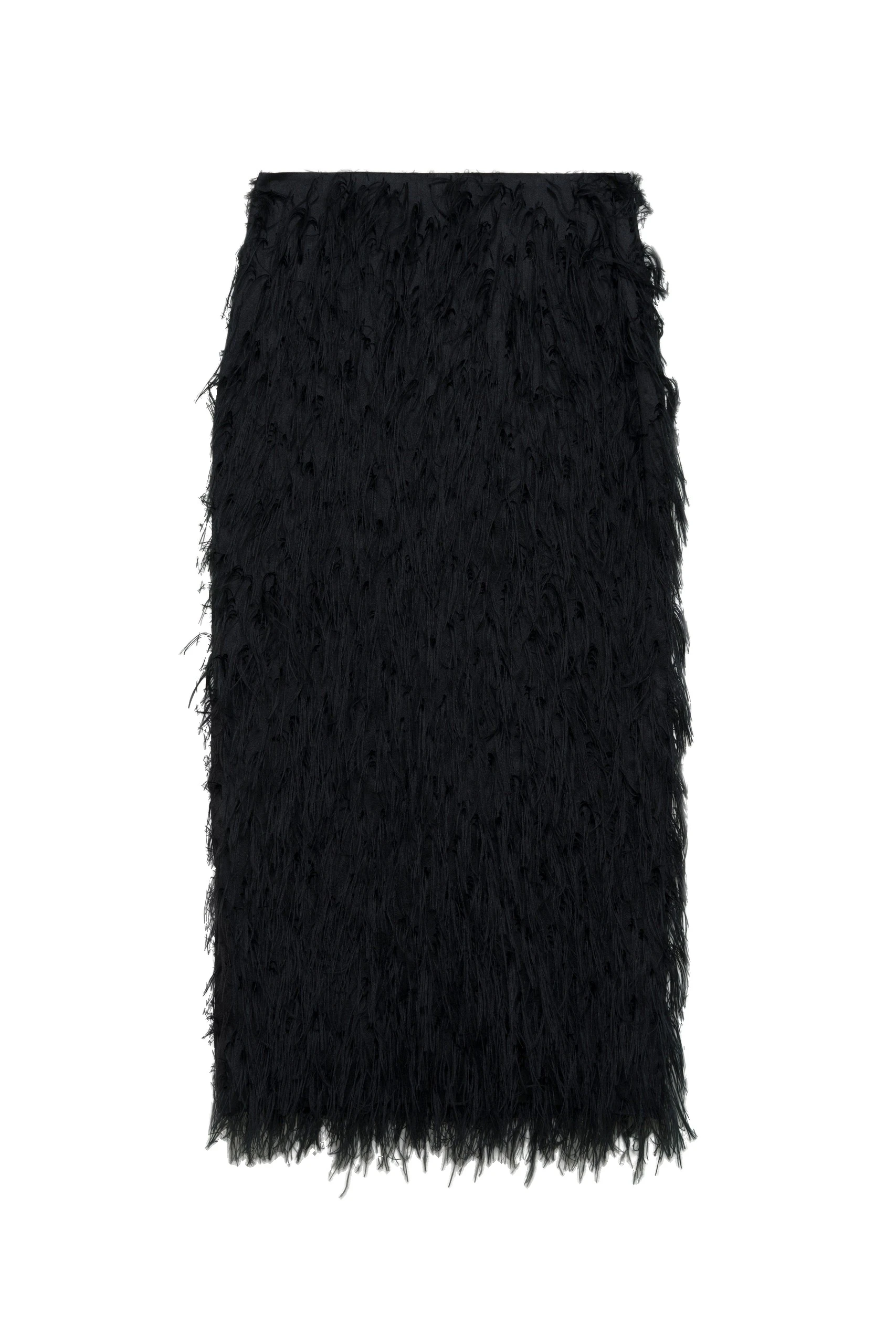 SIMKHAI Jade Fringe Jacquard Midi Skirt in Black SIMKHAI Jade Fringe Jacquard Midi Skirt in Black