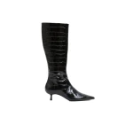SIMKHAI Janine Croc-Embossed Leather Knee High Boot in Black