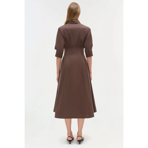 Jazz Cotton Midi Dress in Chocolate - Image 6