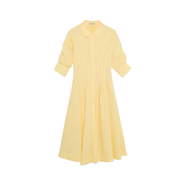 Jazz Cotton Pintuck Midi Dress in Buttercream