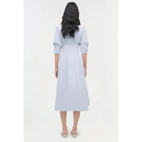 Jazz Cotton Pintuck Midi Dress in Periwinkle Sky - Image 5