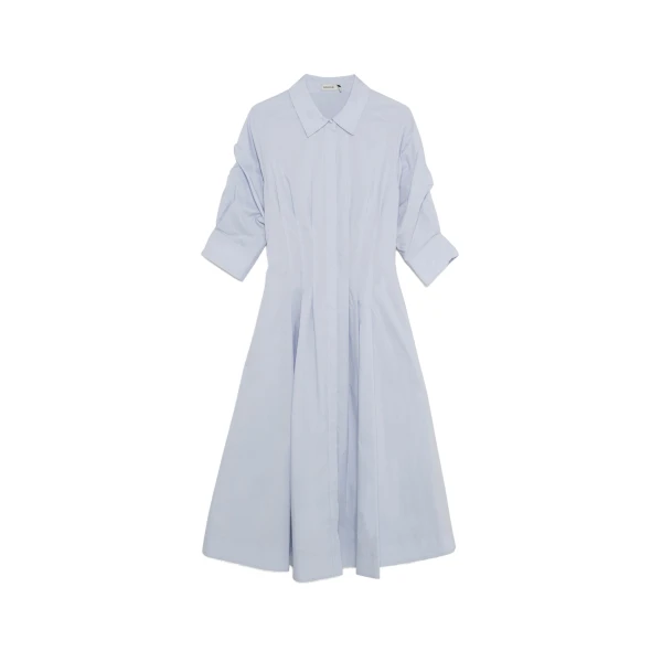 Jazz Cotton Pintuck Midi Dress in Periwinkle Sky