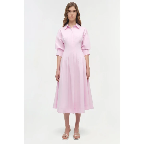 Jazz Cotton Pintuck Midi Dress in Tulip - Image 6