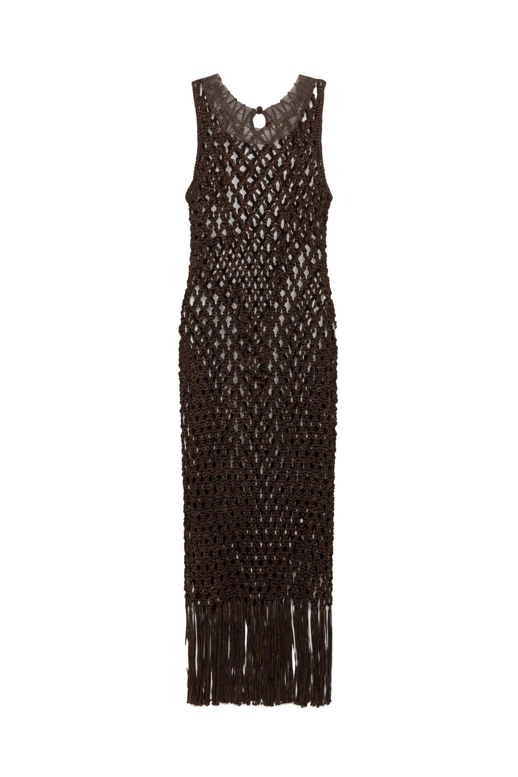 SIMKHAI Jensen Macrame Midi Dress in Chocolate SIMKHAI Jensen Macrame Midi Dress in Chocolate