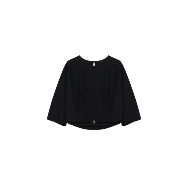 SIMKHAI Jess Pleated Cotton Faille Jacket in Black