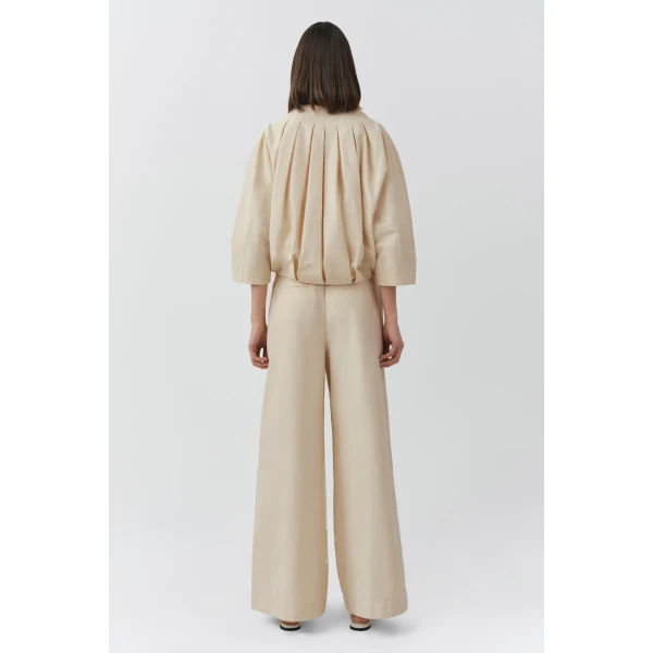 Jess Pleated Cotton Faille Jacket in Stone - Image 5