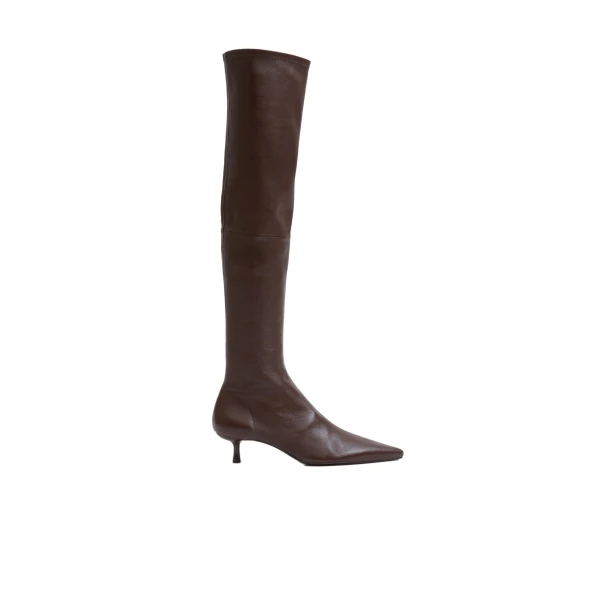 Joni Stretch Leather Over The Knee Boot in Cacao