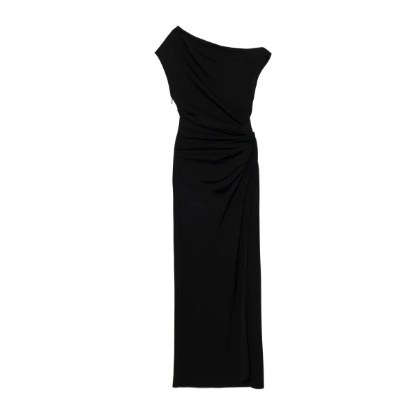 Josefine Draped Midi Dress in Black