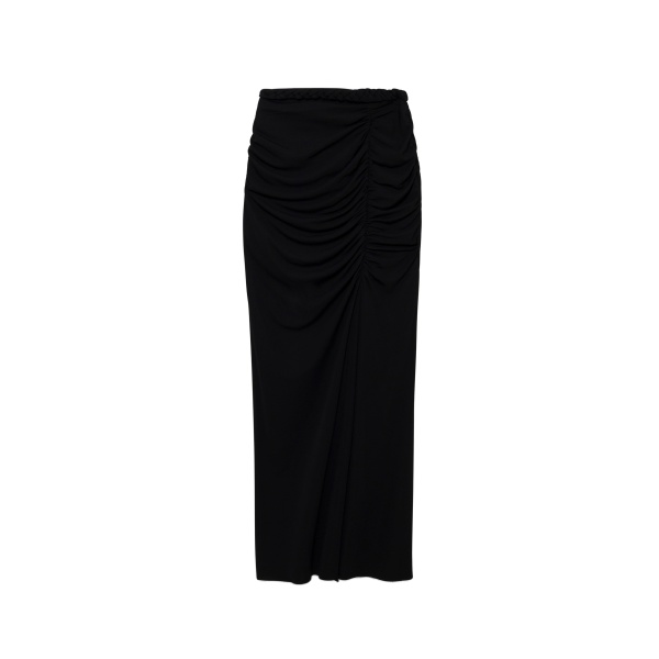 SIMKHAI Juna Draped Jersey Midi Skirt in Black