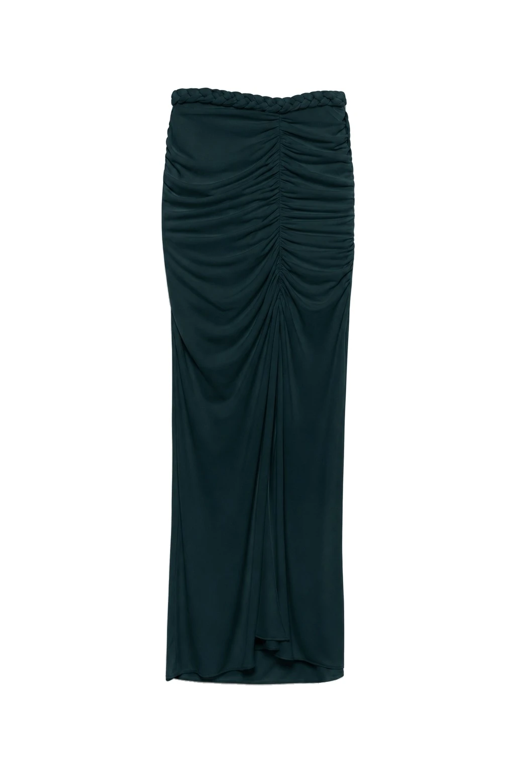 SIMKHAI Juna Draped Jersey Midi Skirt in Everglade SIMKHAI Juna Draped Jersey Midi Skirt in Everglade