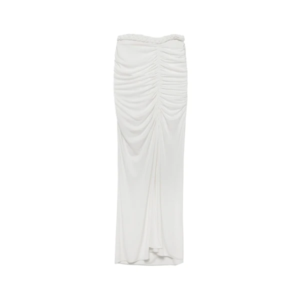 Juna Draped Jersey Midi Skirt in Ivory