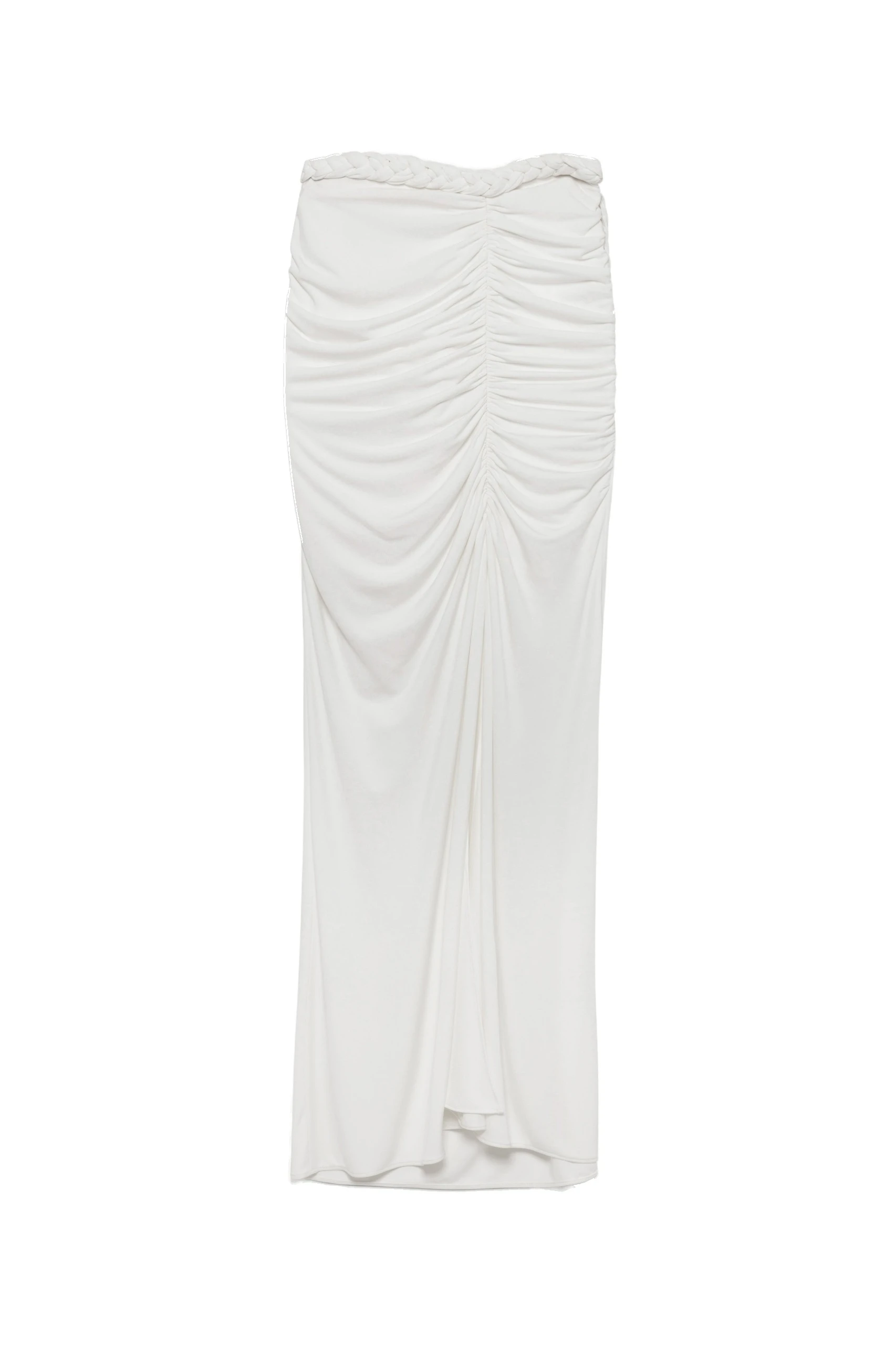 SIMKHAI Juna Draped Jersey Midi Skirt in Ivory SIMKHAI Juna Draped Jersey Midi Skirt in Ivory