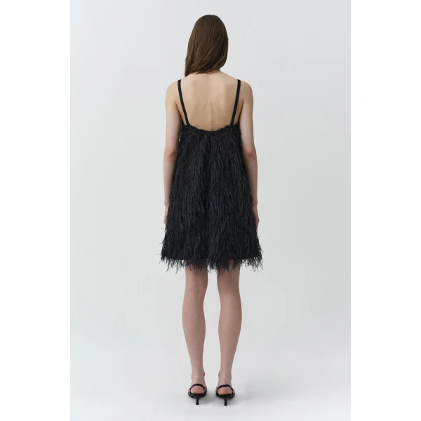 Kalla Fringe Jacquard Mini Dress in Black - Image 6