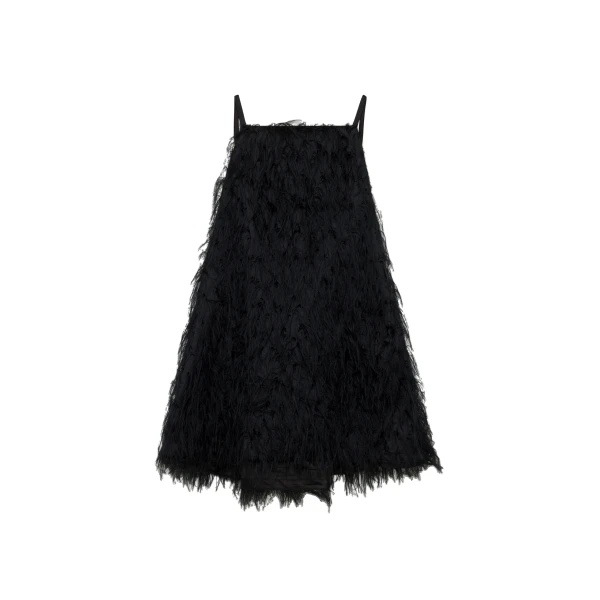 Kalla Fringe Jacquard Mini Dress in Black