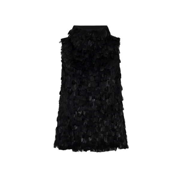 Karlene Feather Mini Dress in Black