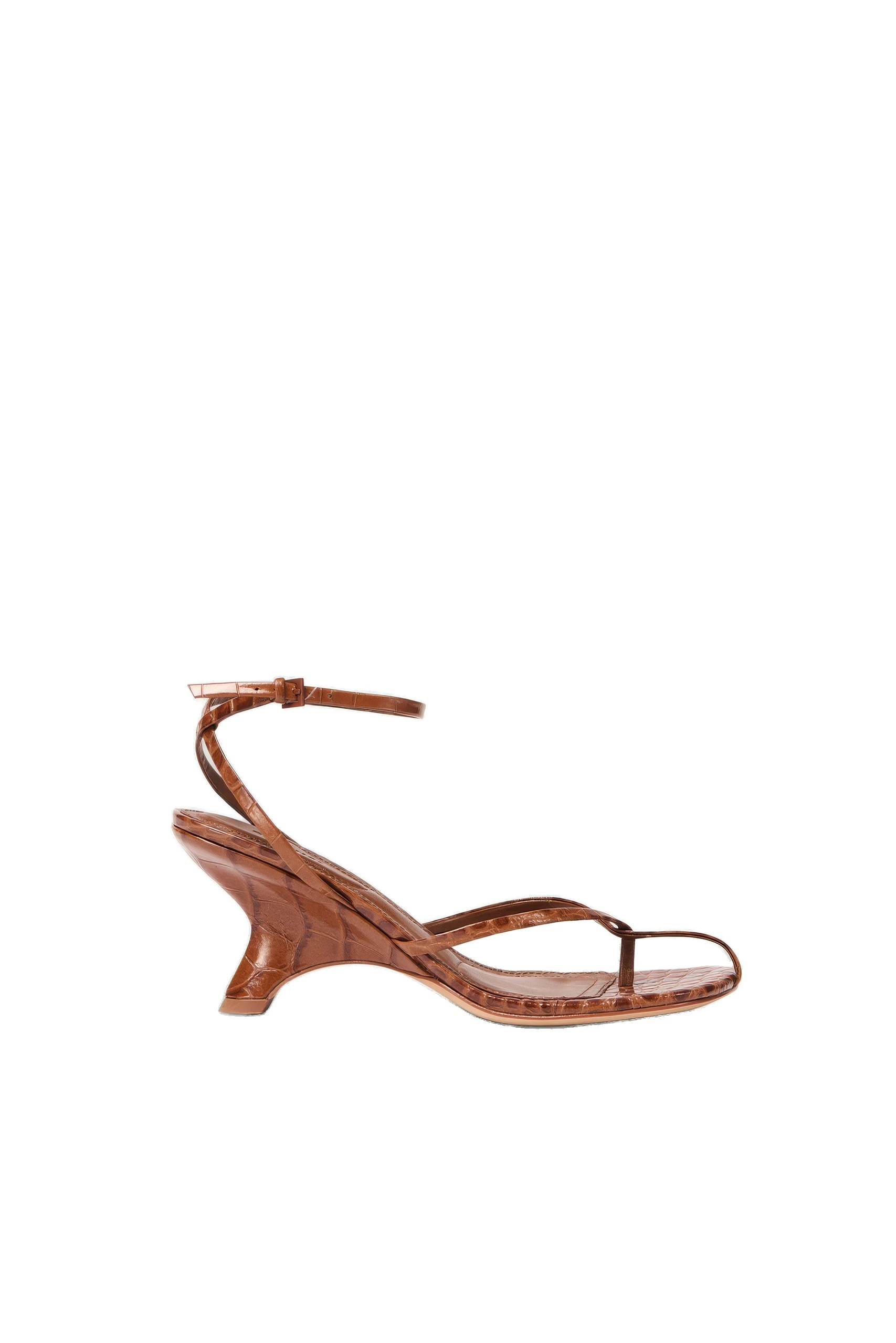 SIMKHAI Kelsey Leather Strappy Wedge in Saddle SIMKHAI Kelsey Leather Strappy Wedge in Saddle