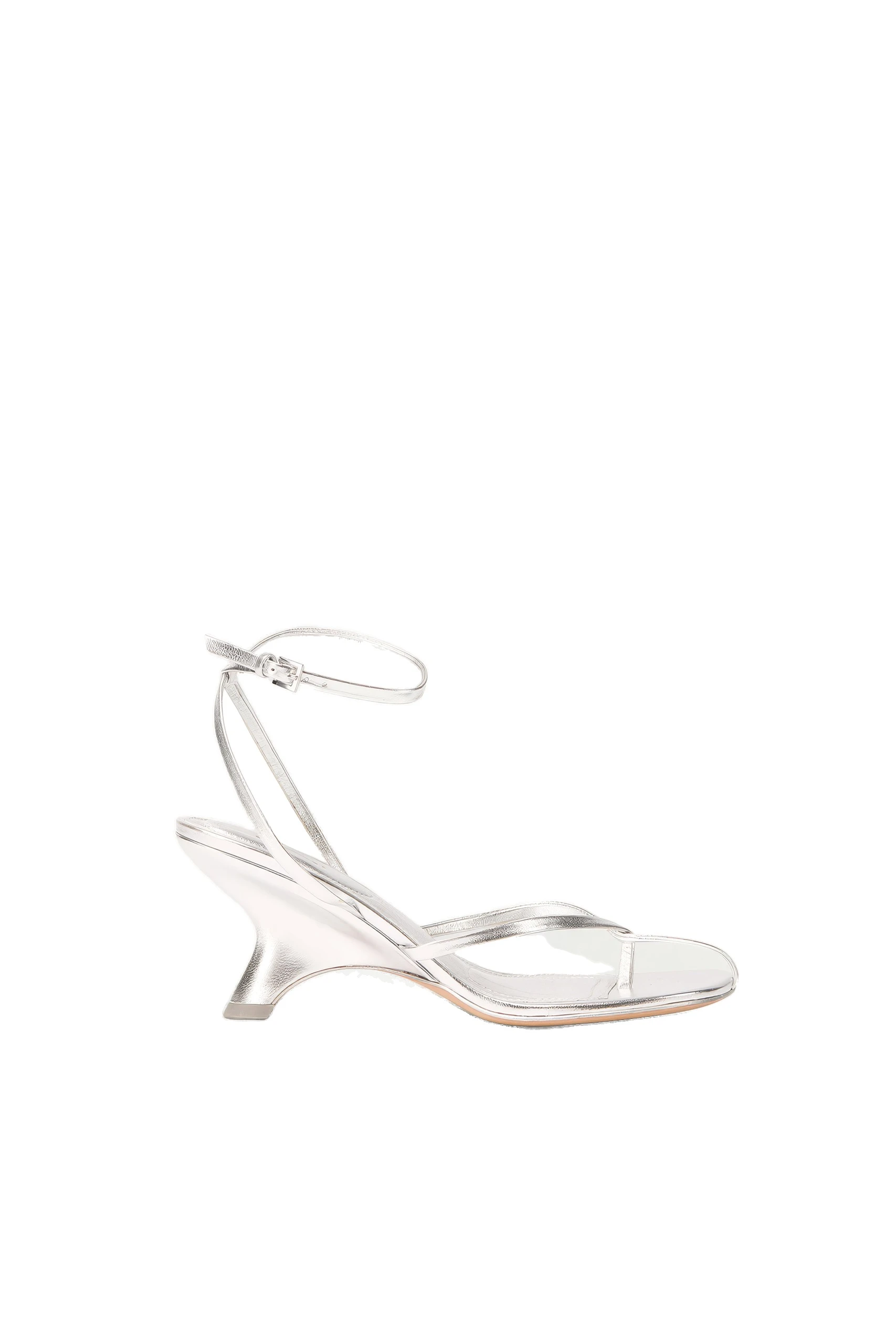 SIMKHAI Kelsey Leather Strappy Wedge in Silver SIMKHAI Kelsey Leather Strappy Wedge in Silver