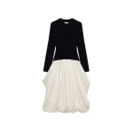 SIMKHAI Kenlie Taffeta Knit Midi Dress in Black Multi