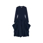 SIMKHAI Kenlie Taffeta Knit Midi Dress in Midnight