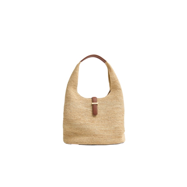 SIMKHAI Khai Raffia Hobo Bag in Natural Sequoia