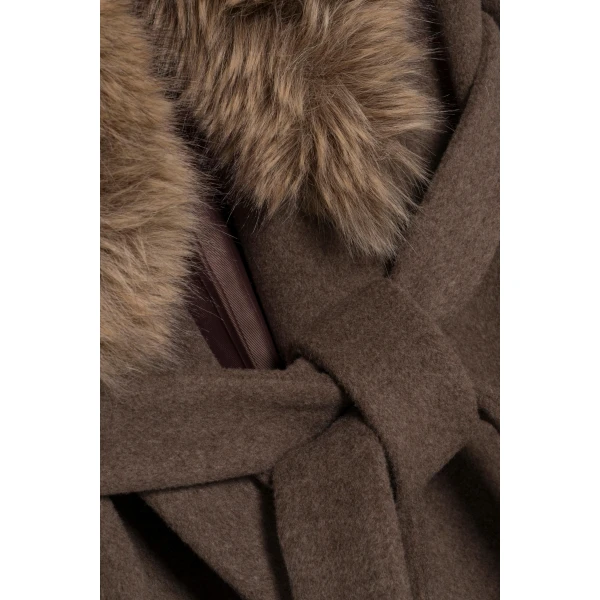 Kinsley Faux Fur Wool Coat in Birch - Image 6