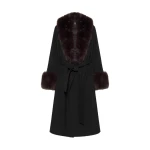 SIMKHAI Kinsley Faux Fur Wool Coat in Black Chocolate Multi