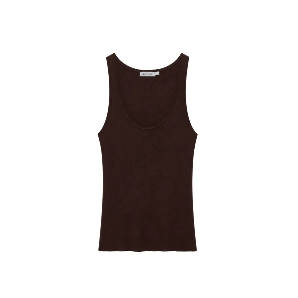 SIMKHAI Kioni Silk Cashmere Tank in Chocolate