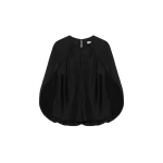 SIMKHAI Lauren Satin Cape Top in Black