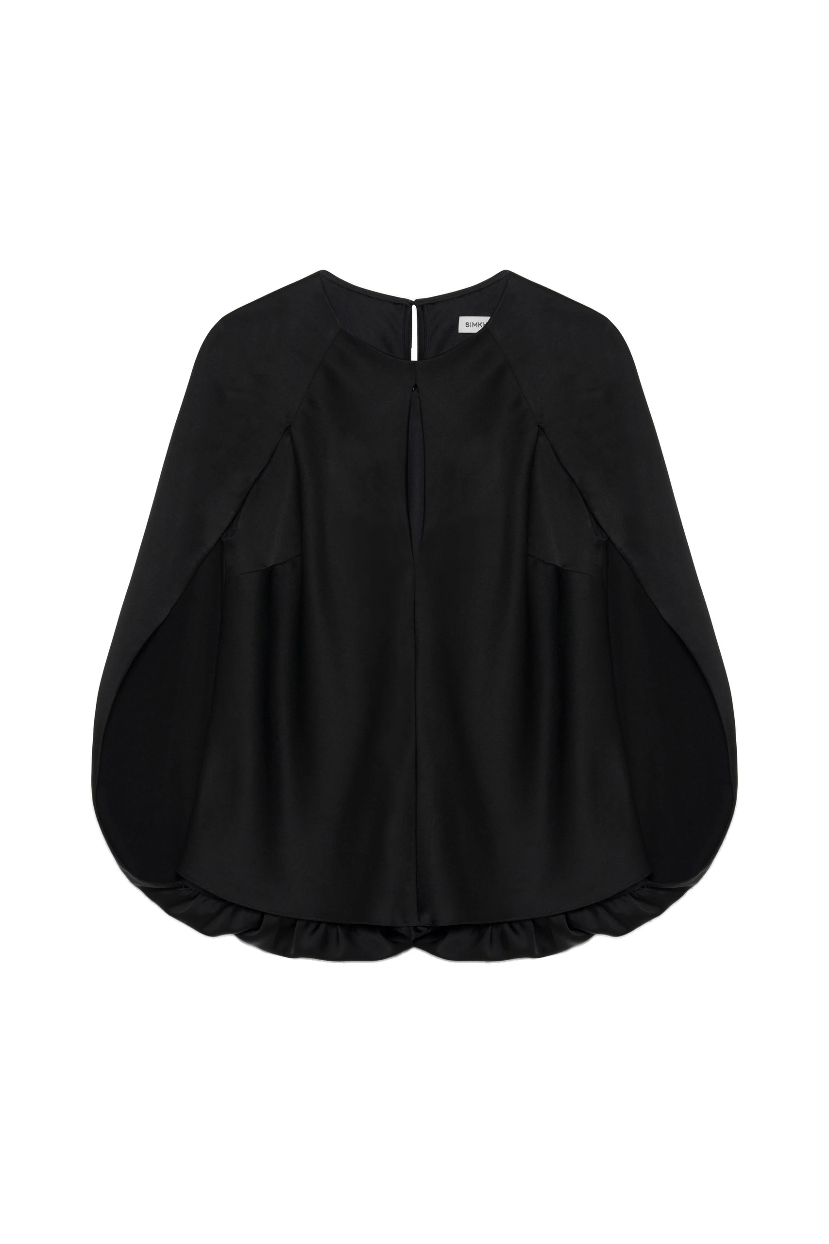 SIMKHAI Lauren Satin Cape Top in Black SIMKHAI Lauren Satin Cape Top in Black