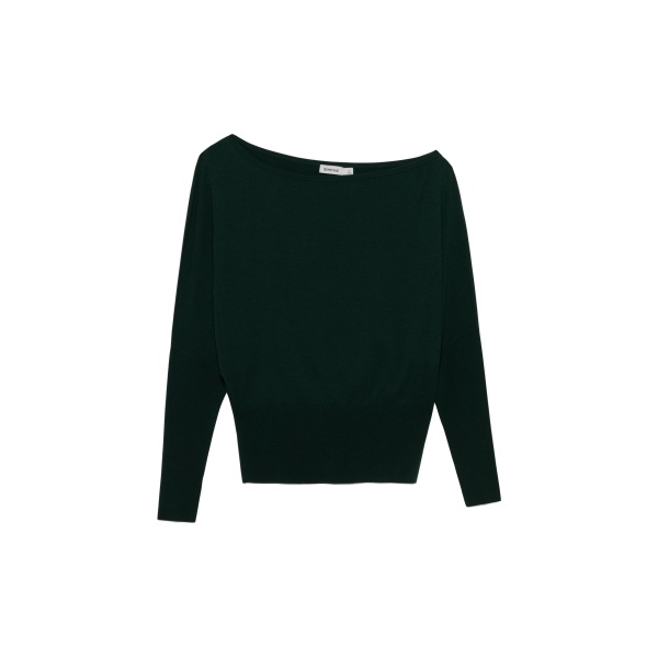 SIMKHAI Lavina Off Shoulder Knit Sweater in Everglade