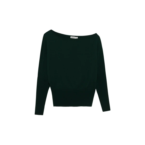 Lavina Off Shoulder Knit Sweater in Everglade
