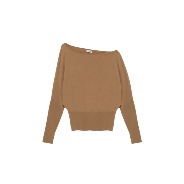 SIMKHAI Lavina Off Shoulder Sweater in Camel