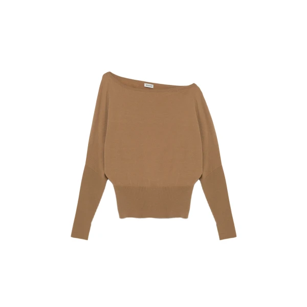 SIMKHAI Lavina Off Shoulder Sweater in Camel